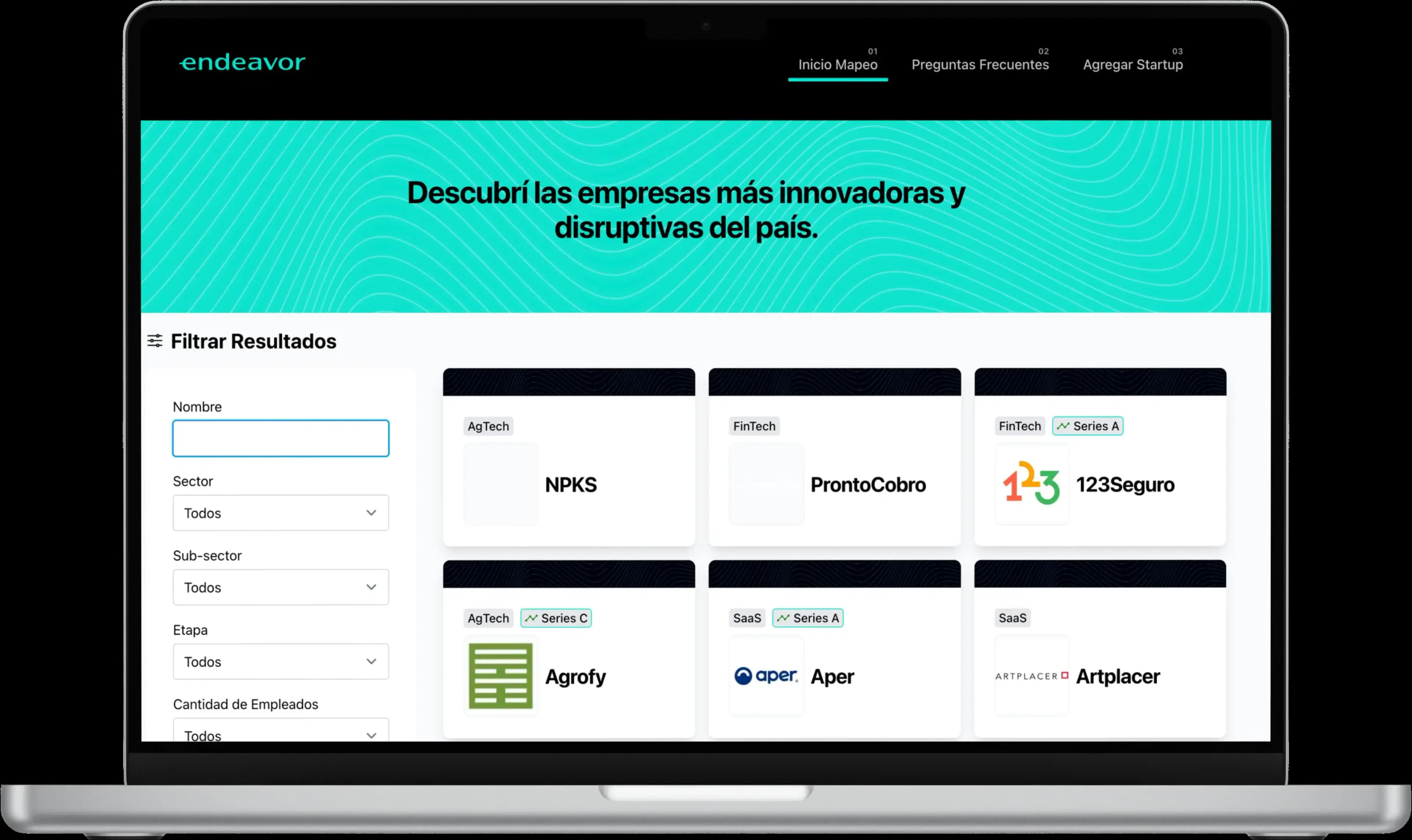 Endeavor platform screenshot